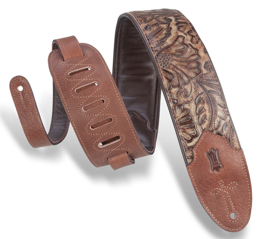 Levy's Leathers - M4WP-002 - 3" Wide Embossed Leather Guitar Strap