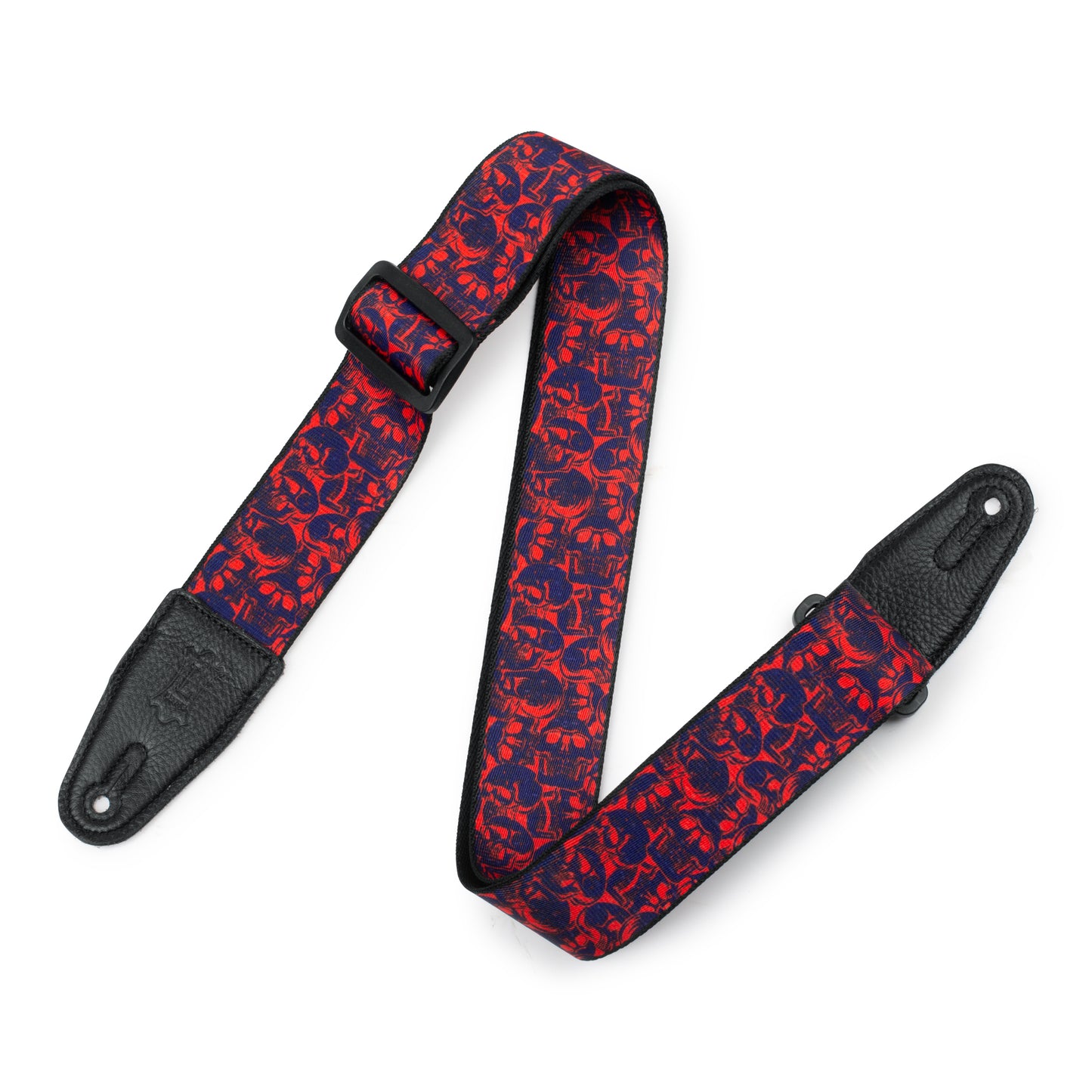 Polyester Guitar Strap - Purple & Red Skulls