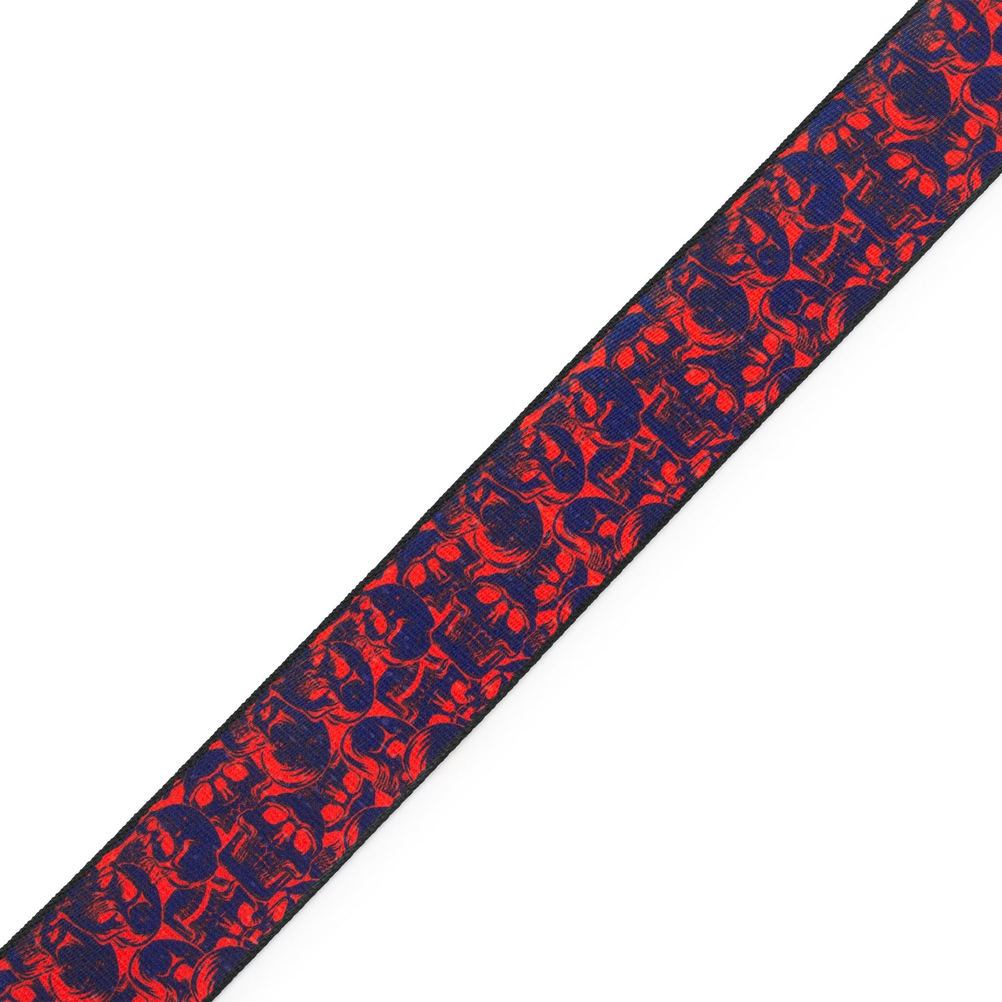 Polyester Guitar Strap - Purple & Red Skulls